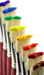 peinture gouache sur brosses dressées, fond blanc peinture gouache sur brosses dressées, fond blanc