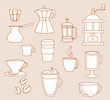 Coffee shop line-art icons