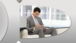 Montage presenting self-assured business team at work