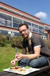 student having lunch