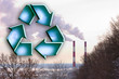 Chimney Stalks and a Recycling Sign Chimney Stalks and a Recycling Sign