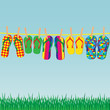 Colorful flip-flops on a rope