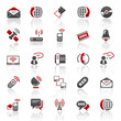 red communication 2 icons - set 6