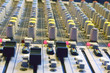 Photo: A sound control mixer detail view. A sound control mixer detail view.