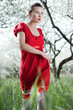 glamor woman in red dress