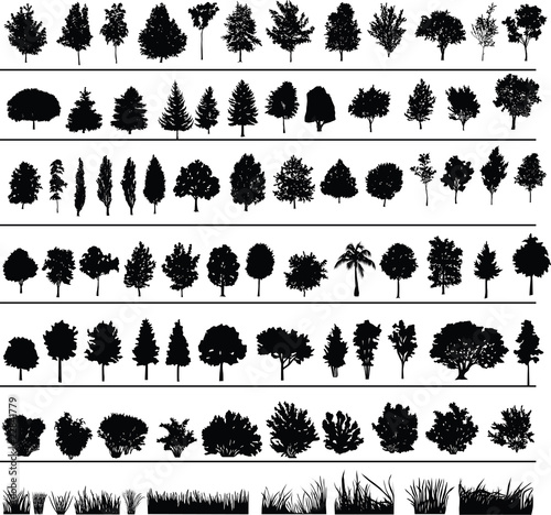 Vector: Trees, Bushes, Grass Trees, Bushes, Grass