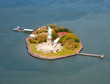 Aerial view of Liberty Island and Statue of Liberty