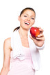 Sportliche Frau mit Apfel Sportliche Frau mit Apfel