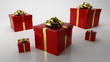Lots of gifts with gold ribbons