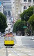 Elevated view of tram on uphill ascent, San Francisco
