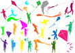 Colored children with kite vector