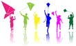 Colored children with kite vector