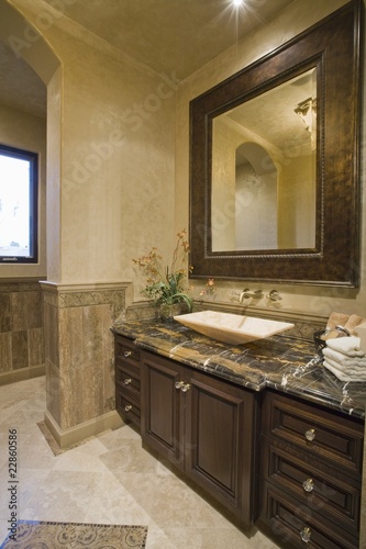 Bathroom Mirrors Framed on Dark Brown Bathroom Unit With Leather Mirror Frame By Moodboard