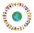 cartoon earth with kids
