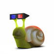 3d Snail watches using his 3d Glasses