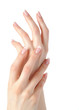 Beautiful hands with perfect nail french manicure