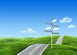 Nature collection - Road across the meadow with roadsign Nature collection - Road across the meadow with roadsign