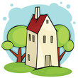 Vector: Summer landscape with house Summer landscape with house