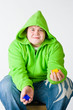 Photo: Big guy holds the blocks in the hands Big guy holds the blocks in the hands