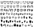 Vektor: Collection of shoeprint, footprint, animal and bird trails Collection of shoeprint, footprint, animal and bird trails