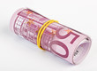 5 thousand Euro rolled up on white background 5 thousand Euro rolled up on white background