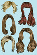 Hand drawn set of different hair styles Hand drawn set of different hair styles