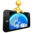 Illustration : Gold Guy With Touch Screen Mobile Device World News Gold Guy With Touch Screen Mobile Device World News