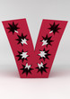 isolated letter V 3D red starsland alphabet letter front of isolated letter V 3D red starsland alphabet letter front of