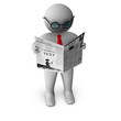 3d businessman reading newspaper