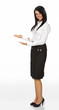 Businesswoman with her arm out in a welcoming gesture, isolated Businesswoman with her arm out in a welcoming gesture, isolated