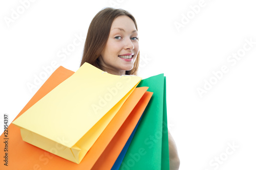 Photo: beauty shopping woman with clored bags beauty shopping woman with clored bags