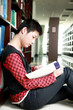 asian boy studying in library asian boy studying in library