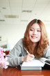 asian girl studying in library asian girl studying in library