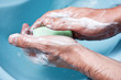 hand washing with soap