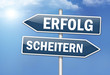 Wegweiser-Schilde "Erfolg vs. Scheitern"