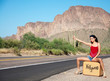 Beautiful woman hitching a ride to Hollywood