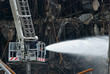 Firefighter at damaged shopping mall Firefighter at damaged shopping mall