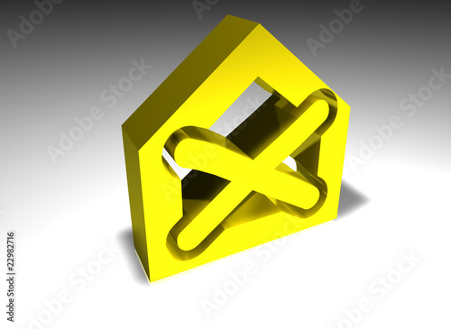Illustration: Haus - house - Symbol - crossed Haus - house - Symbol - crossed