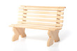 an untreated wooden garden bench isolated over white