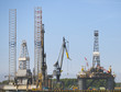 oil rig in the harbour of rotterdam