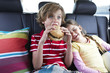 Boy eating a hamburger