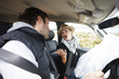 Couple fighting in their car