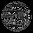 IDEA. Word collage on black background.