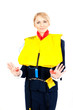 stewardess in a life jacket