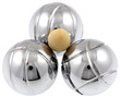 boules de pétanque et cochonnet, fond blanc