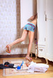 girl searches necessary thing