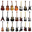Set of isolated guitars