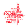 Soldes, nuage de mots dans toutes les langues