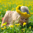 blond girl on sunny field blond girl on sunny field