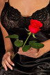 girl in black satin nightie